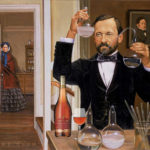 Pasteur Brewing Original - Louis Pasteur in laboratory with wine bottle