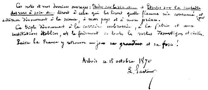 Louis Pasteur Handwriting