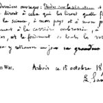 Louis Pasteur handwritten note